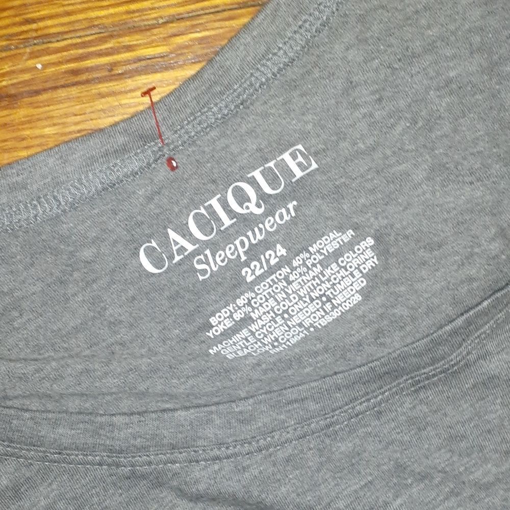 Cacique Purple Gray Colorblock Sleep Shirt SIZE 22/24 Soft Lounge Nightgown - Picture 2 of 3